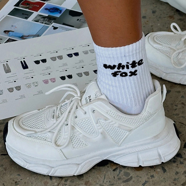 White fashionable cotton trendy  mid-calf socks