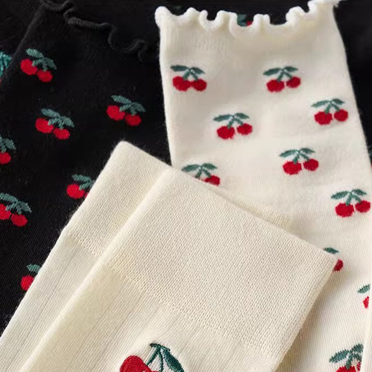 40280181 Cherry love socks long tube trendy college style pile socks