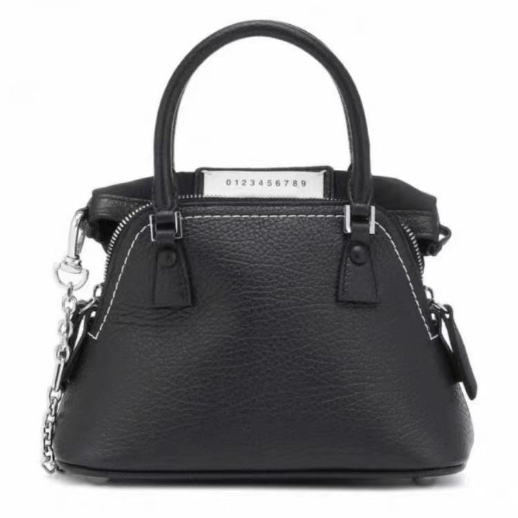 51166185 Grain Leather Mini Handbag Top Handle Detachable Chain Crossbody Shoulder Purse