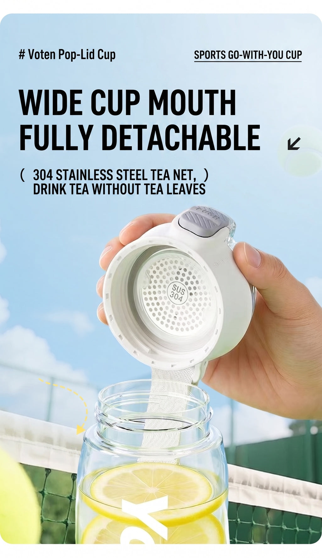 Minimalist Sports Water Bottle with Pop-Up Lid, Leakproof Portable Travel Mug for Fitness, Cycling & Outdoor, BPA-Free