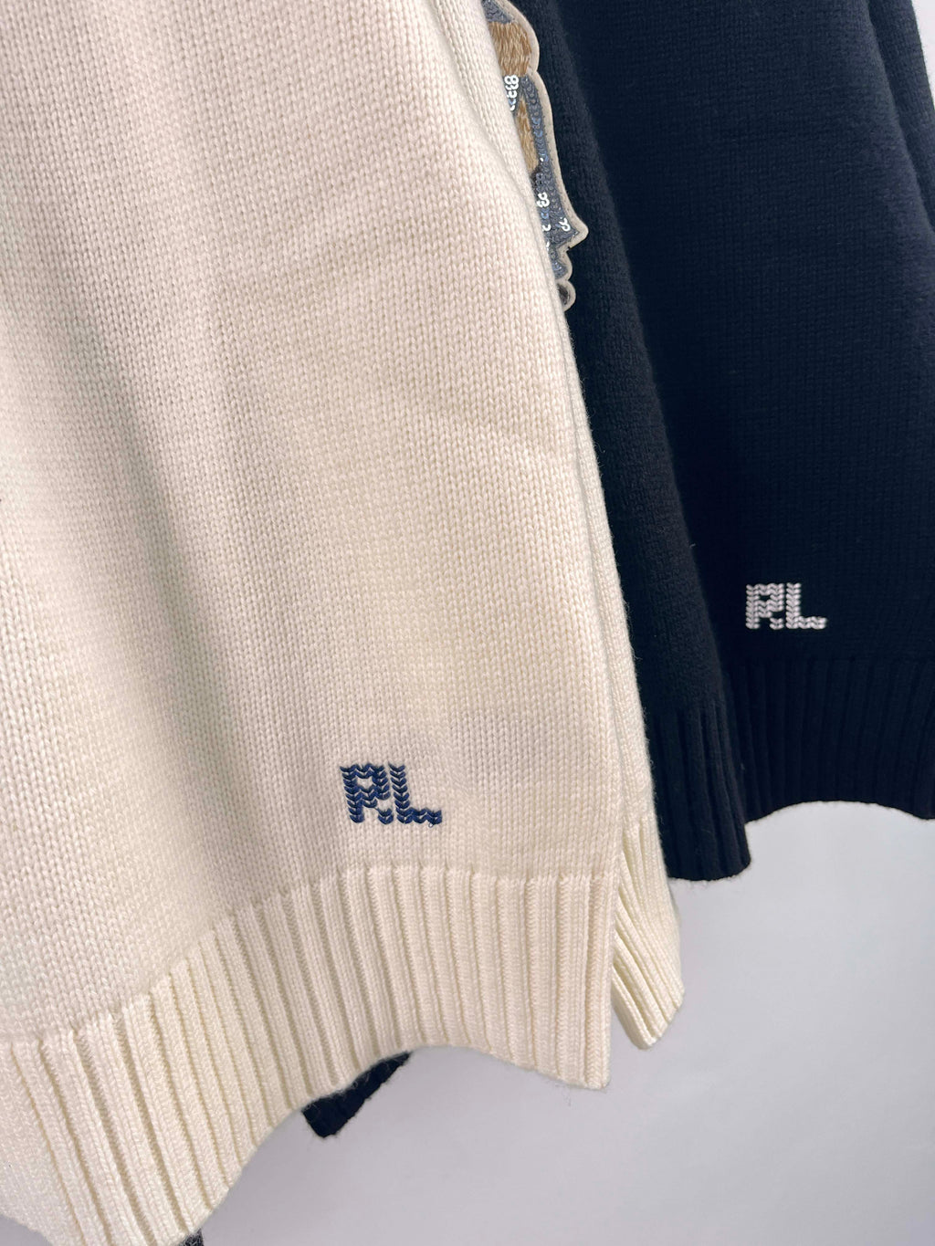 39588576RL Western Bear Crewneck Cashmere Sweater