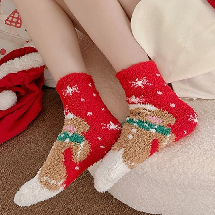 40277841 Christmas socks coral fleece winter thick warm cute  socks