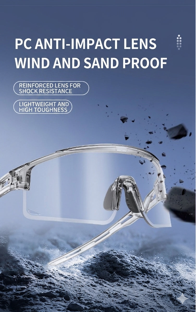 Intelligent Photochromic Cycling Glasses, UV Protection Bicycle Goggles for Men and Women