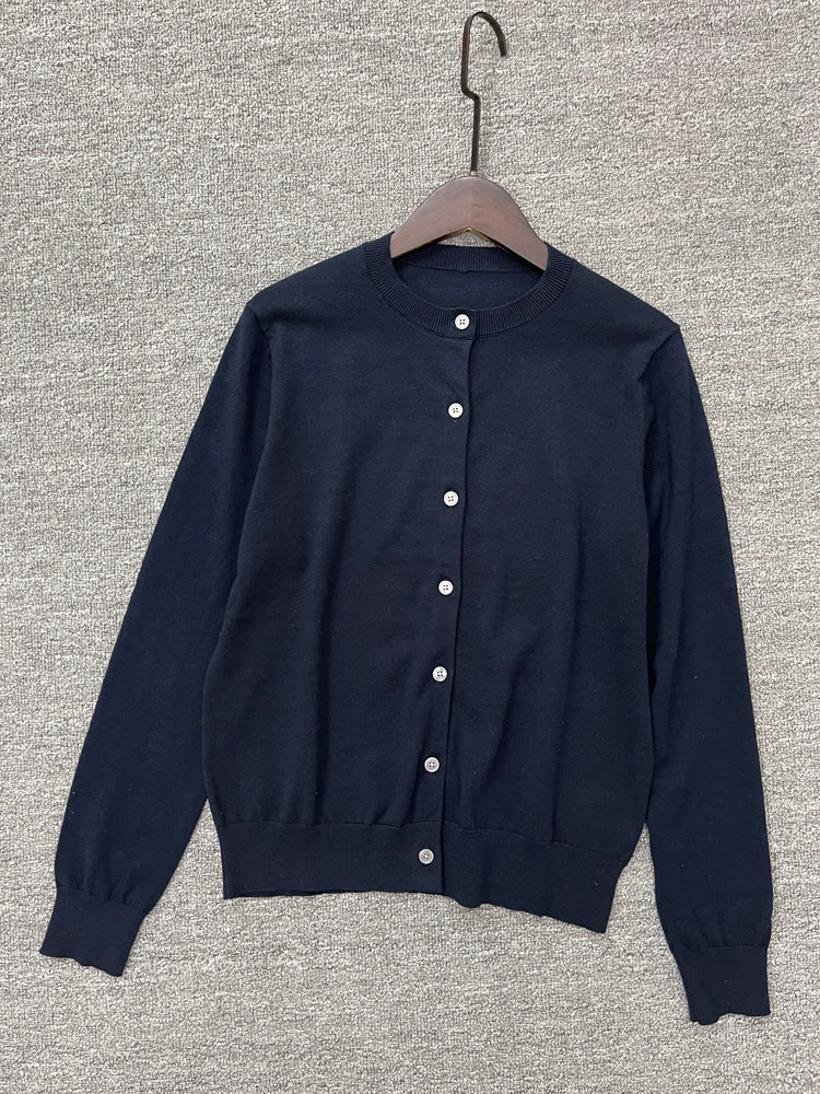 Women's Embroidered Knit Cardigan, Long Sleeve Crew Neck Button Sweater - 40784320