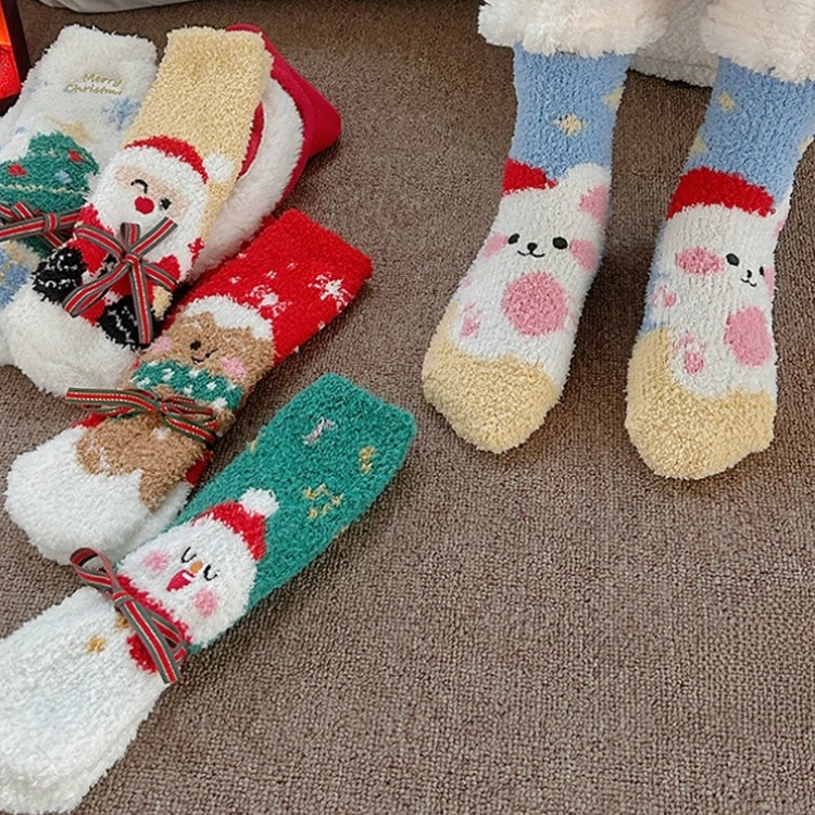 40277841 Christmas socks coral fleece winter thick warm cute  socks