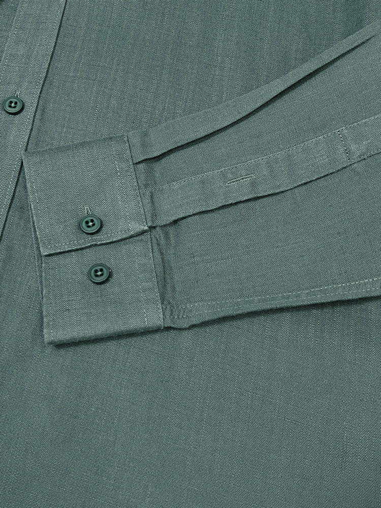 40823776 Men's Linen Button Down Shirt Long Sleeve Classic Embroidered Logo Casual Shirt