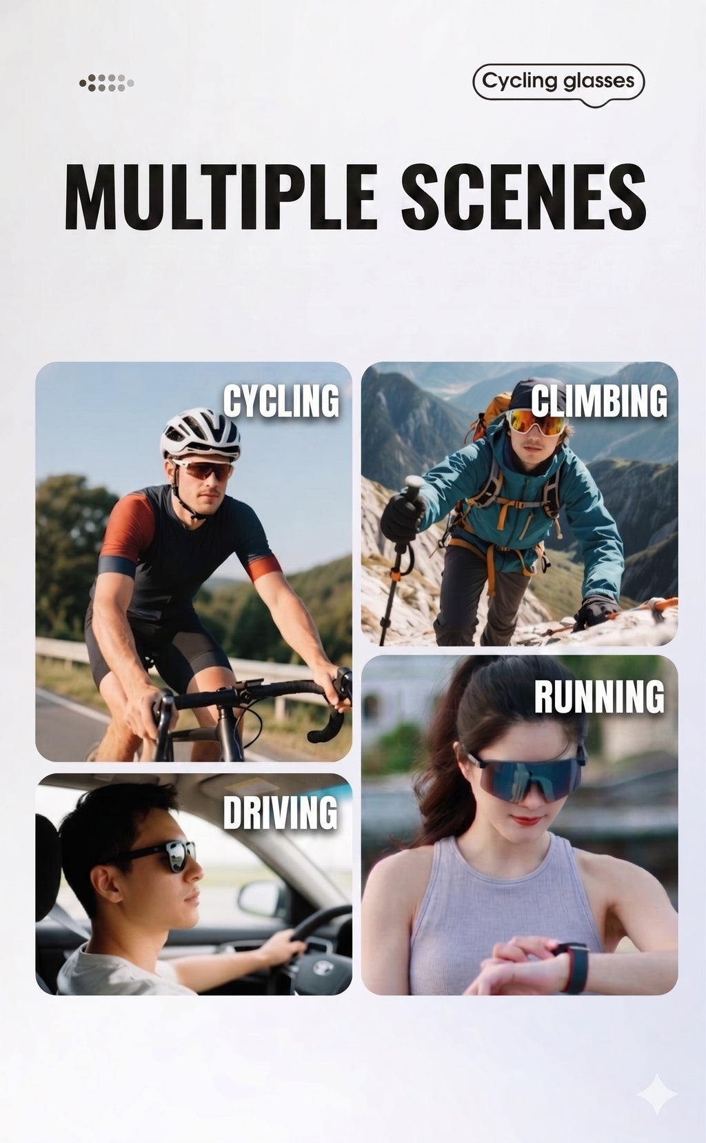 Intelligent Photochromic Cycling Glasses, UV Protection Bicycle Goggles for Men and Women