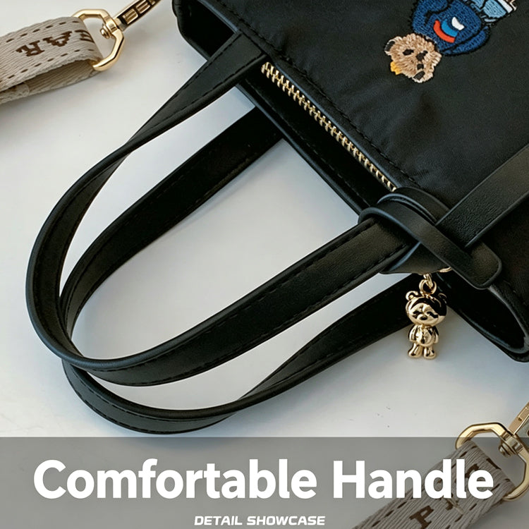 51170551 Mini Embroidery Bear Bucket Bag Top Handle Adjustable Strap Crossbody Shoulder Tote