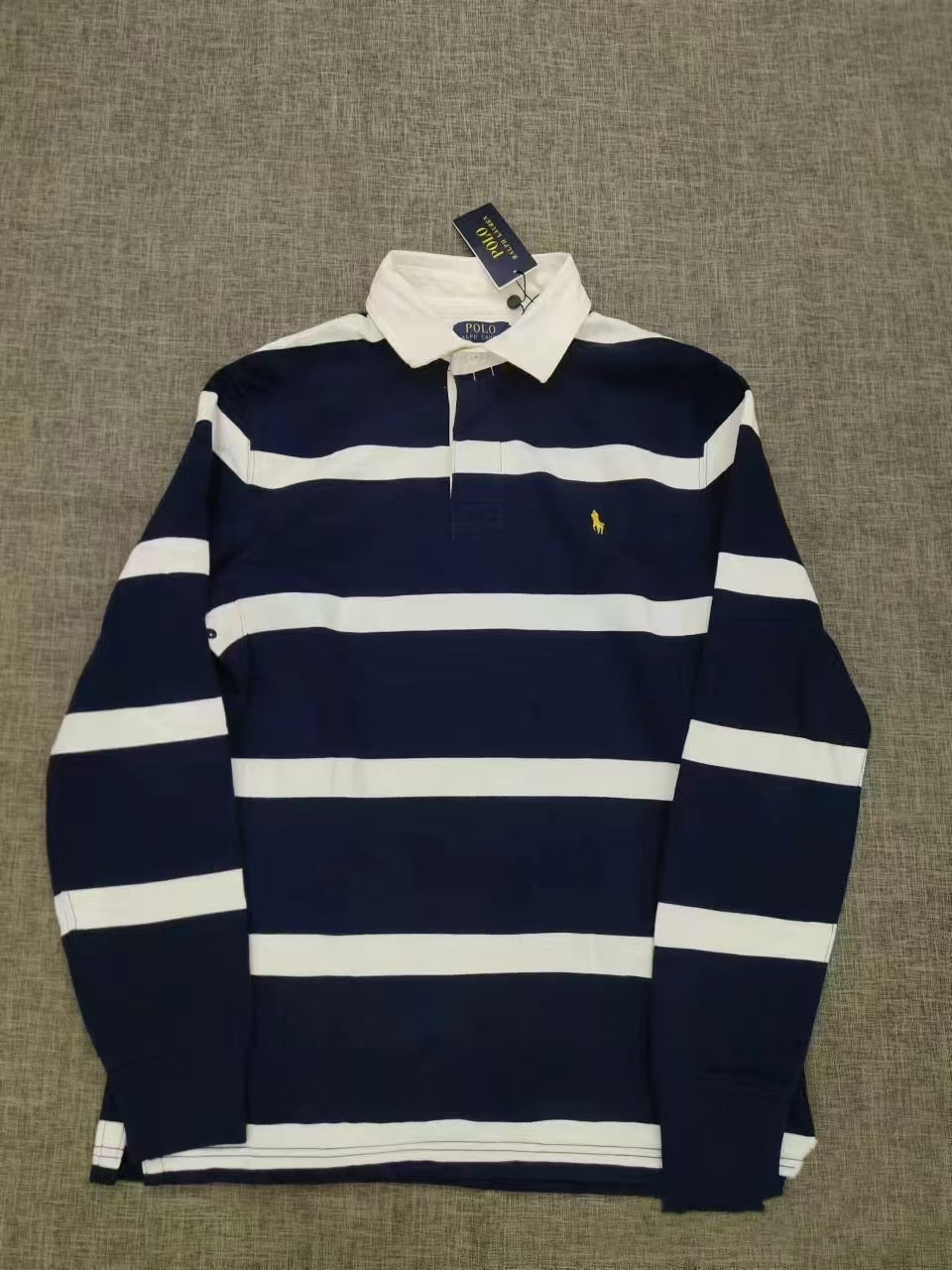 RL Pony Striped Lapel Polo Shirt