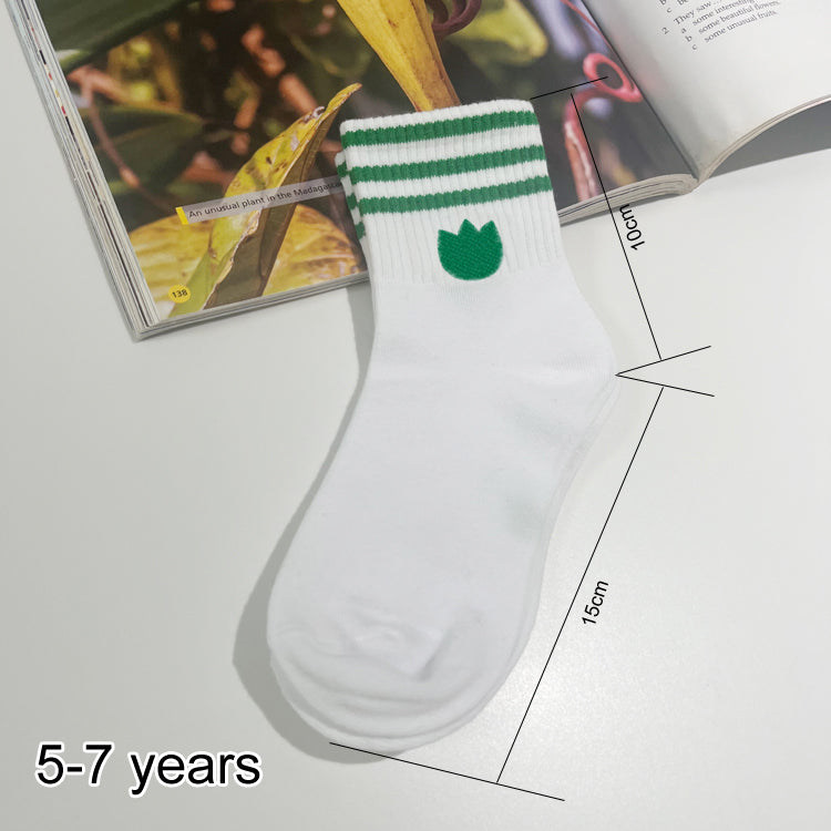 KID 3 PAIRS cotton mid-calf socks, sweat-absorbent