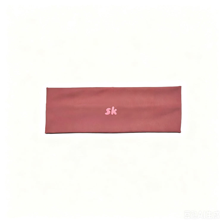 51180931 Solid Color Stretch Sports Headband Embroidered Logo Sweat Wicking Fitness Hair Band
