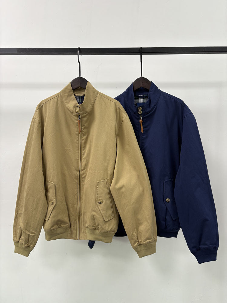 Men's Embroidered Harrington Jacket Stand Collar Zip Up Casual Bomber Coat - 40784323