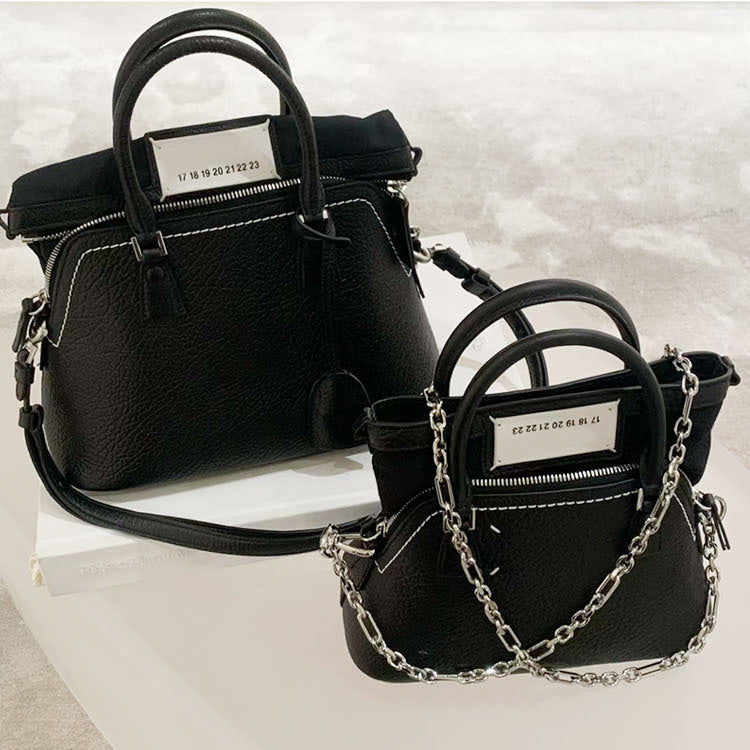 51166185 Grain Leather Mini Handbag Top Handle Detachable Chain Crossbody Shoulder Purse