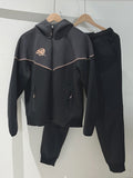 51144326 Men Black Zip Up Jacket Tracksuit 2 Piece Sport Jogger Pants Athleisure Set M-XXL