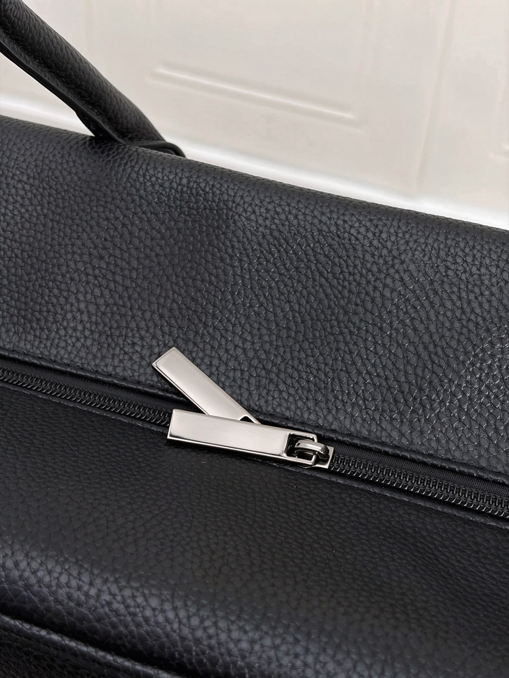 51371777 Black Leather Duffle Bag, Large Travel Weekender Overnight Bag