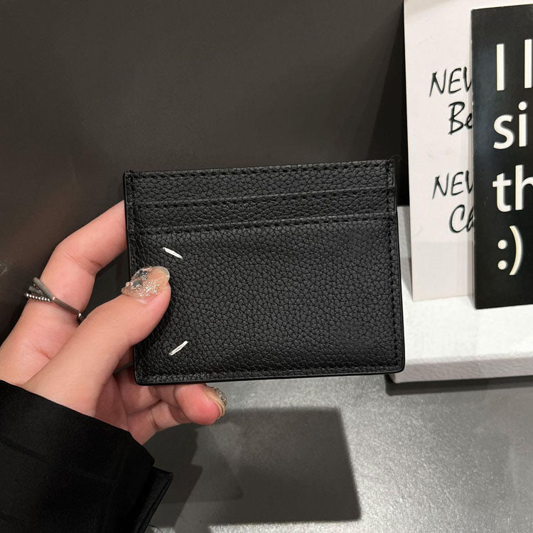 51145786 Minimalist Black Leather Slim Card Holder Multi Slots Mini Credit Card Wallet