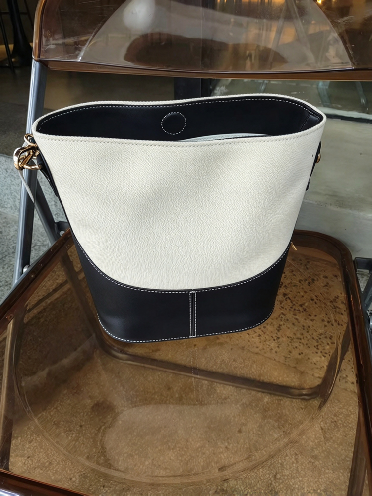 40823755 Women Canvas Leather Bucket Bag Classic Logo Crossbody Shoulder Handbag