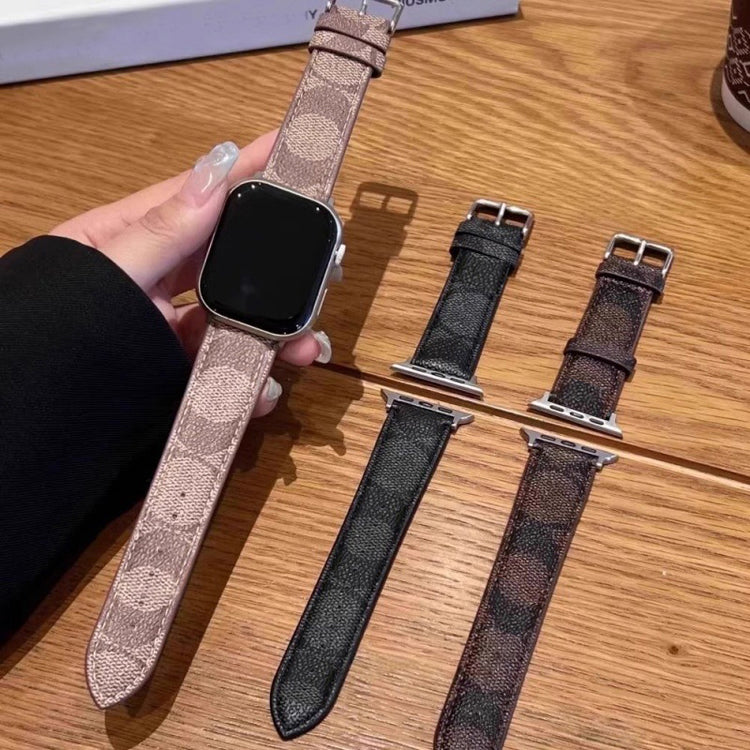 51194305 Luxury Pattern Leather Watch Band Replacement Strap For Apple Watch Series