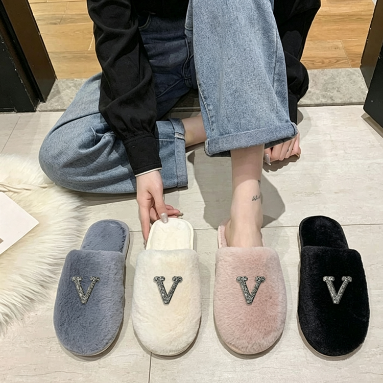 Women&Men's Fuzzy Plush House Slippers, Soft Warm Open Toe Indoor Slippers for Home - 40789550