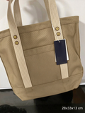 51357569 Embroidered Bear Canvas Tote Bag, Large Capacity Shoulder Handbag for Daily Use