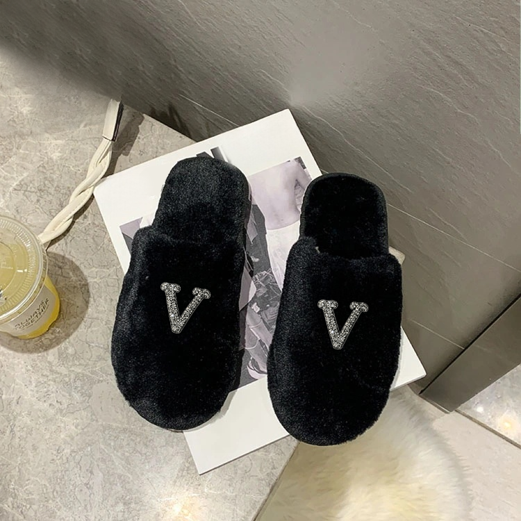 Women&Men's Fuzzy Plush House Slippers, Soft Warm Open Toe Indoor Slippers for Home - 40789550
