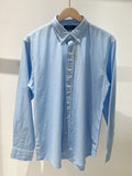 51098351 Light Blue Linen Casual Button-Down Shirt