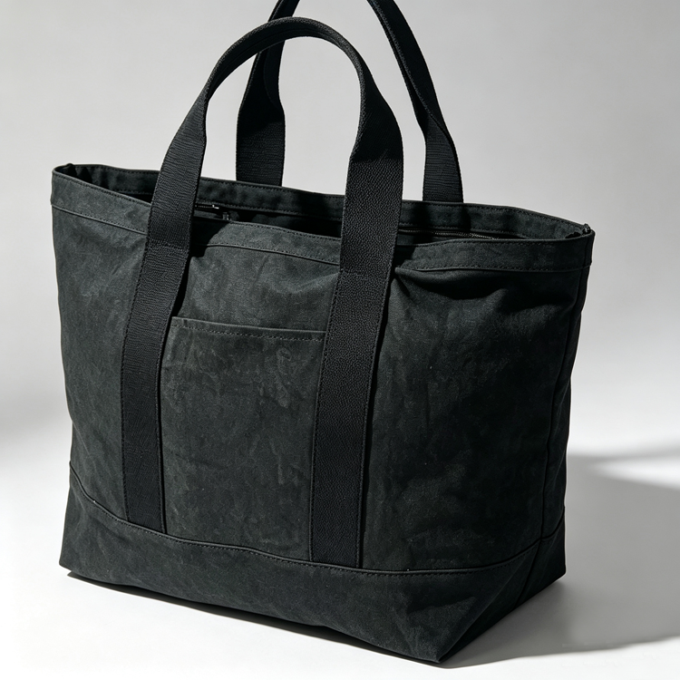 51211591 Black Printed Canvas Tote Bag Large Capacity Casual Daily Shoulder Handbag
