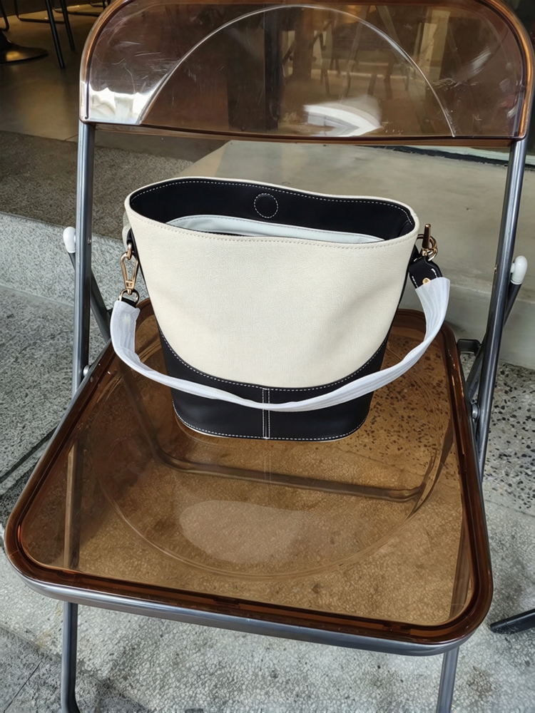 40823755 Women Canvas Leather Bucket Bag Classic Logo Crossbody Shoulder Handbag