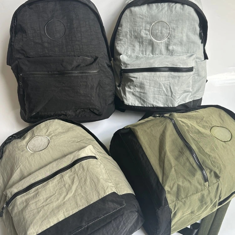 51154808 Small Washed Nylon Backpack Embossed Logo Lightweight Casual School Travel Daypack