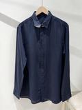 40823776 Men's Linen Button Down Shirt Long Sleeve Classic Embroidered Logo Casual Shirt