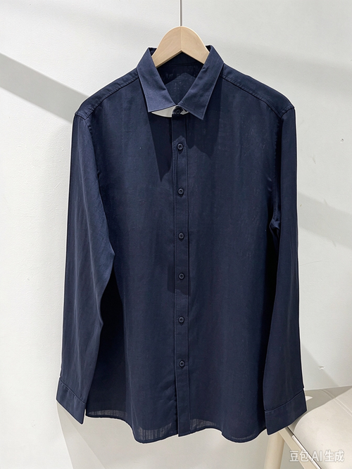 40823776 Men's Linen Button Down Shirt Long Sleeve Classic Embroidered Logo Casual Shirt