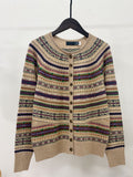 Women Vintage Fair Isle Pattern Knit Cardigan Long Sleeve Button Sweater - 40784324