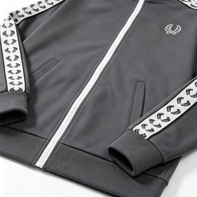 51159267 Zip Up Track Jacket Laurel Tape Sleeve Stand Collar Embroidered Logo Casual Cardigan