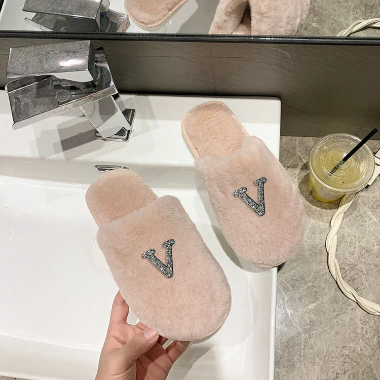 Women&Men's Fuzzy Plush House Slippers, Soft Warm Open Toe Indoor Slippers for Home - 40789550