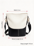 40823755 Women Canvas Leather Bucket Bag Classic Logo Crossbody Shoulder Handbag