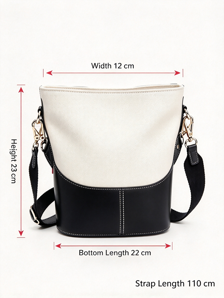 40823755 Women Canvas Leather Bucket Bag Classic Logo Crossbody Shoulder Handbag