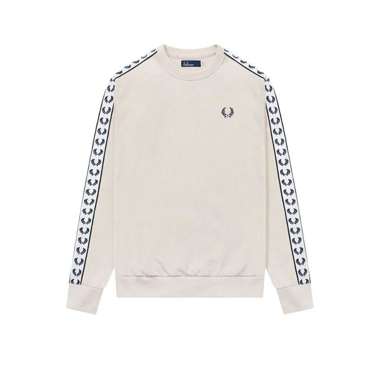 51156978 Crew Neck Sweatshirt Side Laurel Tape Strip Long Sleeve Casual Cotton Pullover Top