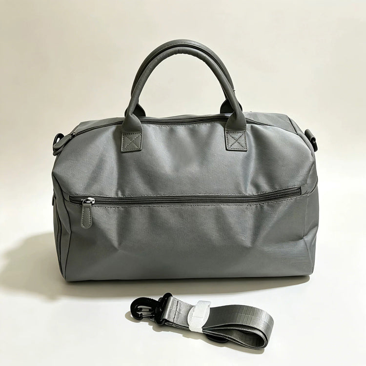 51371277 Gray Nylon Duffle Bag, Weekender Overnight Travel Bag with Strap