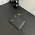 40635692 Genuine Cowhide Bifold Mini Wallet Multi Card Slots Leather Coin Purse Black Orange