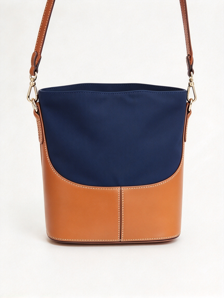 40823755 Women Canvas Leather Bucket Bag Classic Logo Crossbody Shoulder Handbag