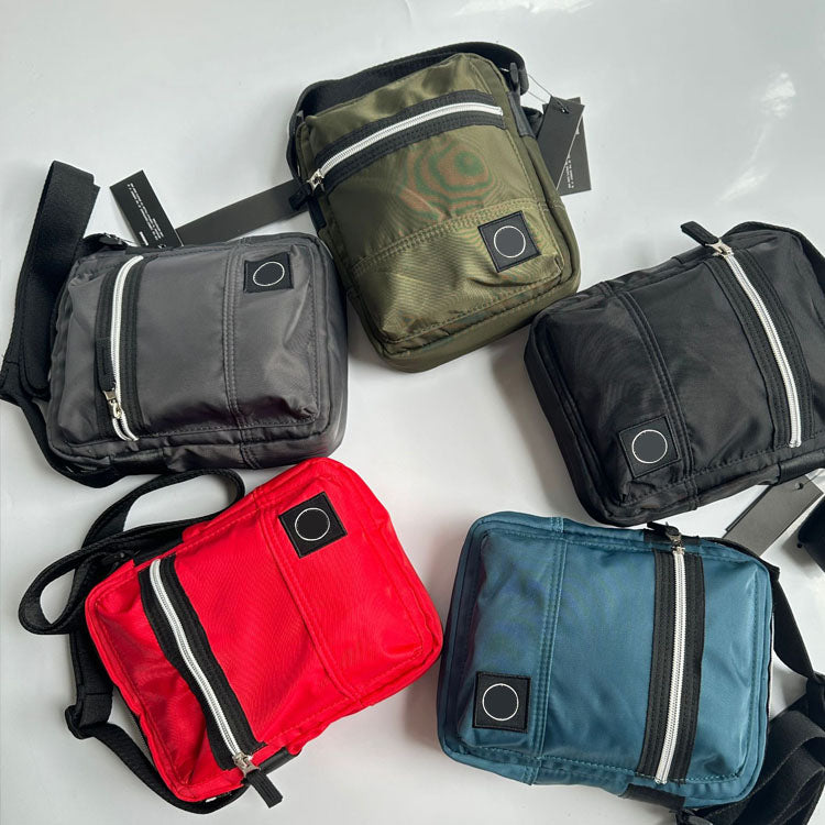 51155462 Mini Multi Zip Nylon Crossbody Bag Adjustable Strap Small Travel Shoulder Pouch