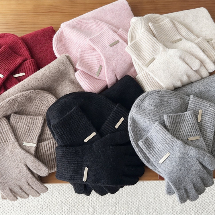 51337273 Winter Knit Scarf Beanie Hat Gloves 3 Pieces Set Warm Soft Gift for Women