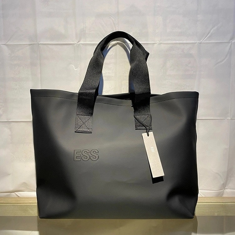 51211536 Large Capacity Black Tote Bag Letter Print Waterproof Daily Travel Shoulder Handbag
