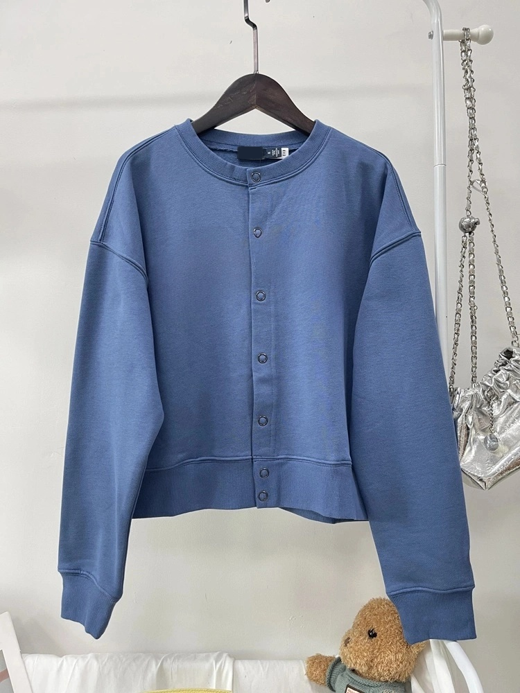 40762599 Vintage Letter Print Cropped Cardigan Button‑Up Long Sleeve Casual Sweater