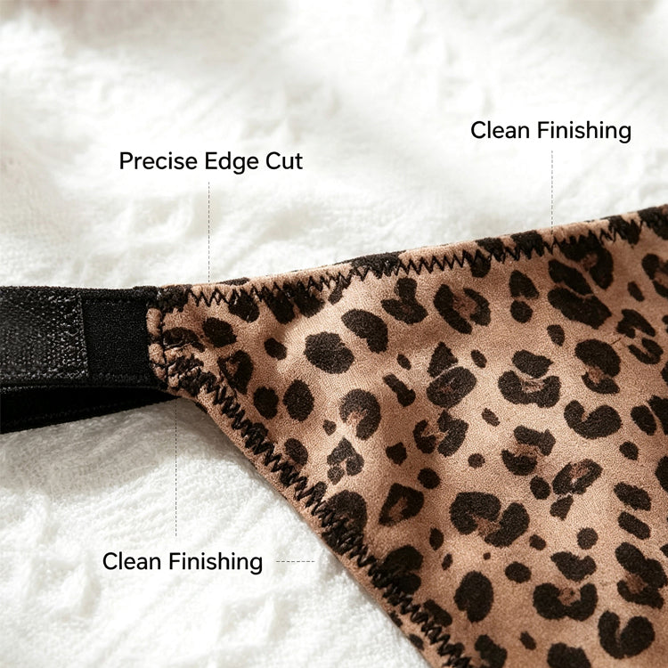 51166122 Leopard Print Women Thong Soft Fabric Rhinestone Secret Letter Low Rise Panties