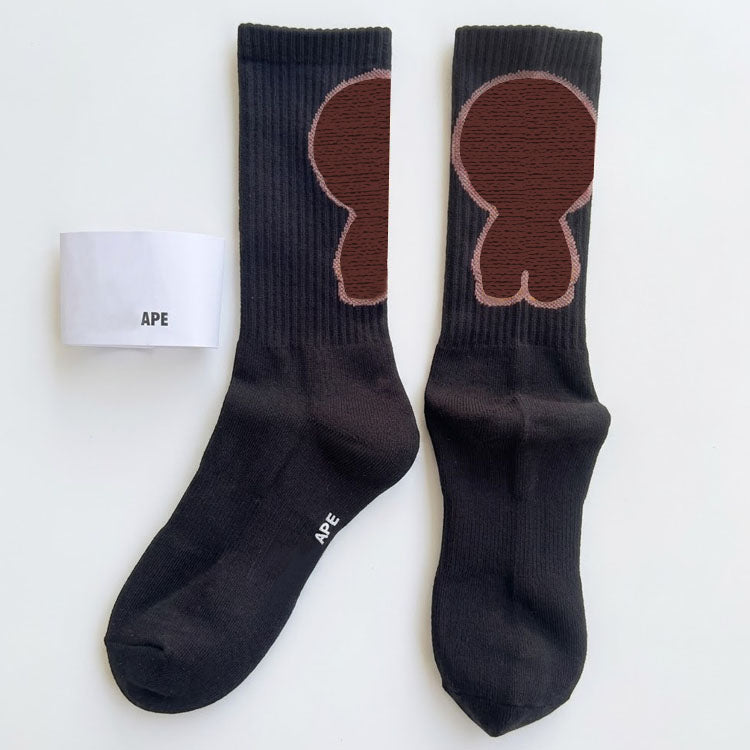 Brown  White Socks