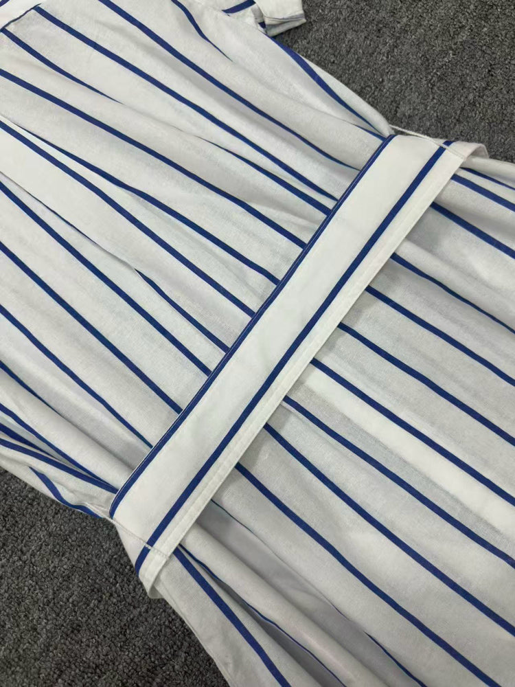 Women's Striped Belted Shirt Dress