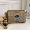 51156954 Mini Bear Print Pattern Crossbody Bag Wide Strap Small Cylinder Shoulder Handbag