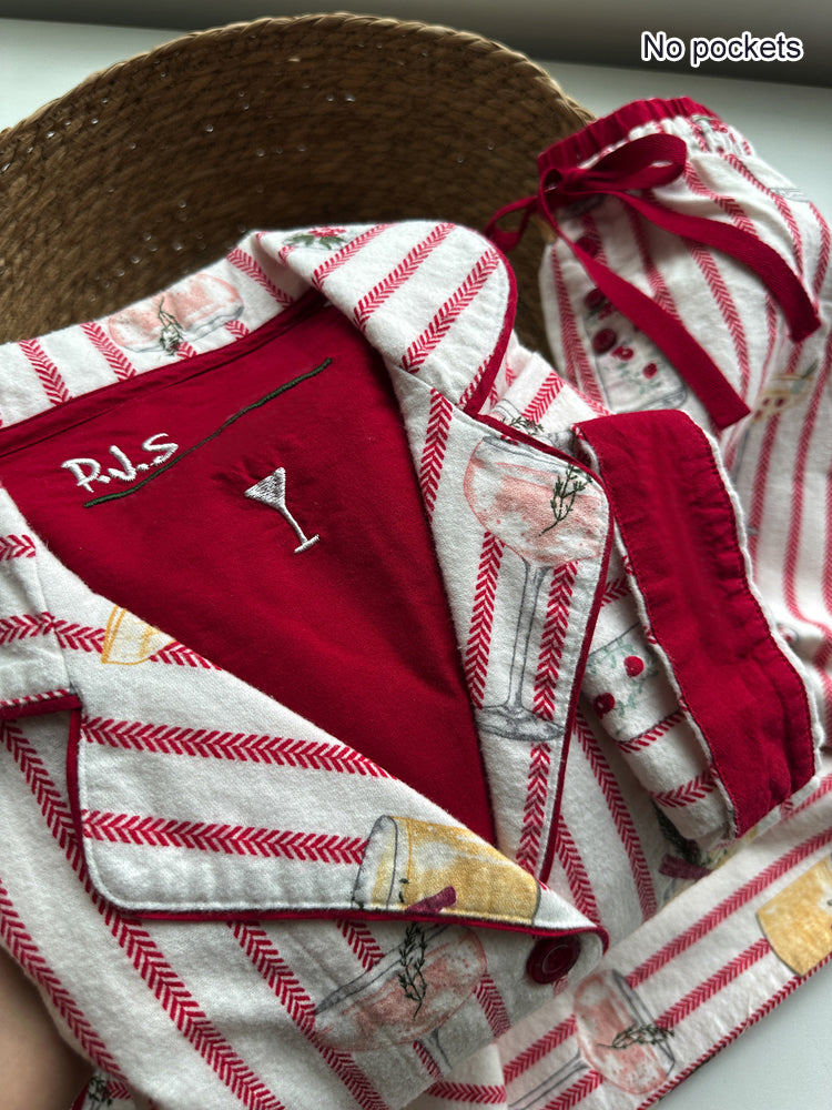 51365744 Women Striped Print Pajama Set Soft Long Sleeve Shirt & Pants Loungewear