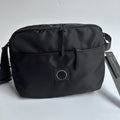 51154809 Small Black Nylon Crossbody Bag Multi Zip Pocket Adjustable Strap Mini Shoulder Bag